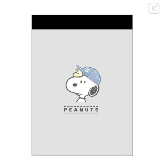Japan Peanuts Mini Notepad - Snoopy & Woodstock : Face Grey - 1