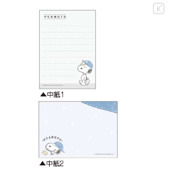 Japan Peanuts Mini Notepad - Snoopy & Woodstock : Face Grey - 2