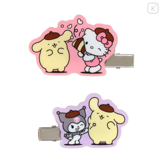 Japan Sanrio Acrylic Hair Clip Set - Hello Kitty & Kuromi & Pompompurin : 30th Anniversary - 2