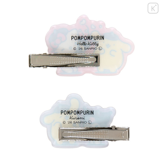 Japan Sanrio Acrylic Hair Clip Set - Hello Kitty & Kuromi & Pompompurin : 30th Anniversary - 3