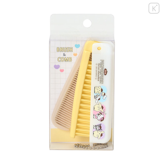 Japan Sanrio Folding Brush & Comb - Pompompurin : 30th Anniversary White - 3