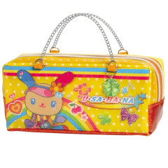 Japan Sanrio Twin Zipper Pen Case - Usahana : Tokimeki Heisei Kogal Pop Tan
