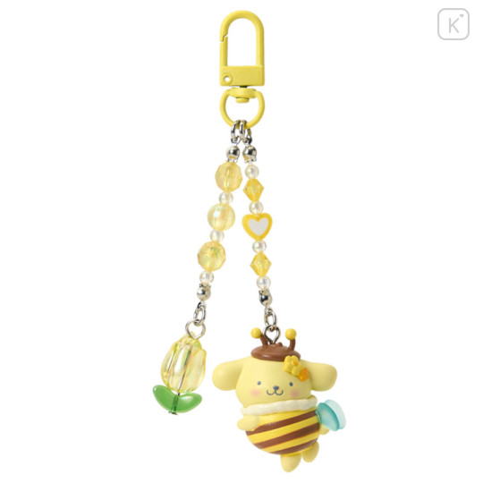 Japan Sanrio Original Keychain - Pompompurin : Flower Loving Little Bee - 1
