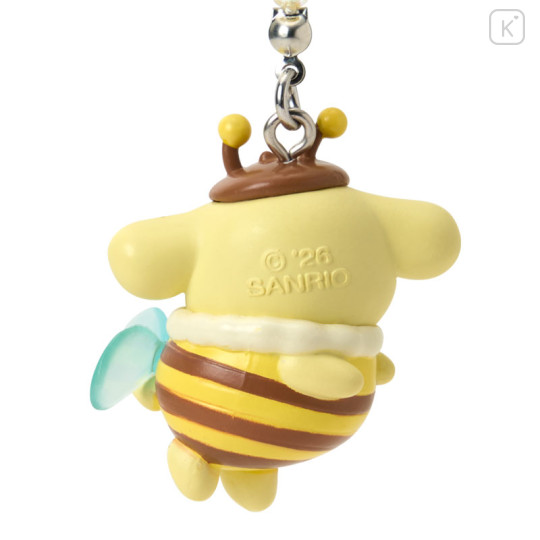 Japan Sanrio Original Keychain - Pompompurin : Flower Loving Little Bee - 3
