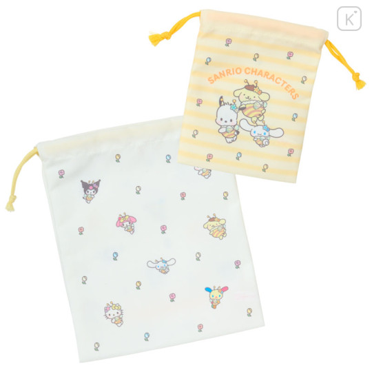 Japan Sanrio Original Drawstring Bag Set - Flower Loving Little Bee - 2