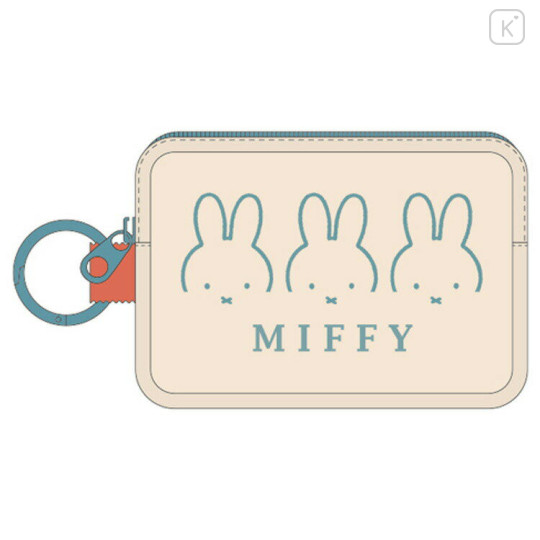 Japan Miffy Mini Pouch with Carabiner - Miffy : Face Beige - 1