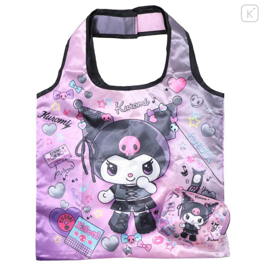 Japan Sanrio Satin Eco Bag with Pouch - Kuromi - 1