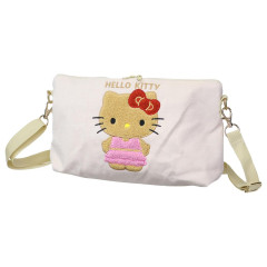 Japan Sanrio Sagara Embroidery Shoulder Bag - Hello Kitty : Suntan