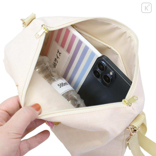 Japan Sanrio Sagara Embroidery Shoulder Bag - Hello Kitty : Suntan - 3