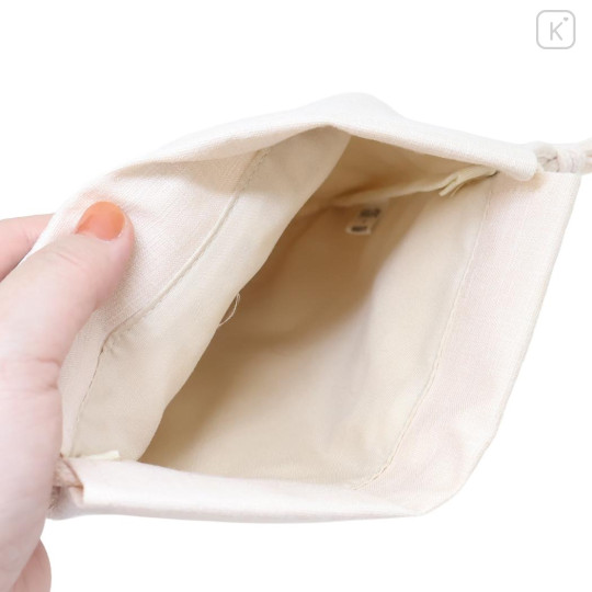 Japan Sanrio Sagara Embroidery Drawstring Pouch - Hello Kitty : Suntan - 3