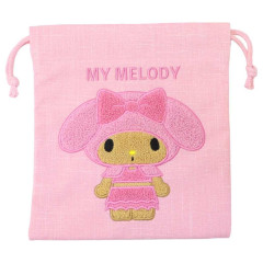 Japan Sanrio Sagara Embroidery Drawstring Pouch - My Melody : Suntan