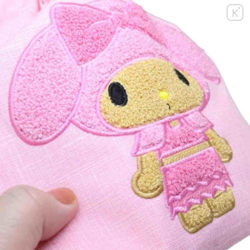 Japan Sanrio Sagara Embroidery Drawstring Pouch - My Melody : Suntan - 4