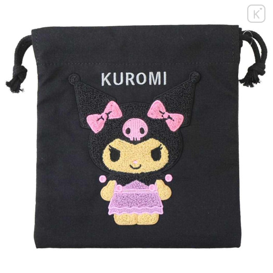 Japan Sanrio Sagara Embroidery Drawstring Pouch - Kuromi : Suntan - 1