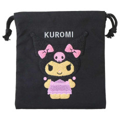 Japan Sanrio Sagara Embroidery Drawstring Pouch - Kuromi : Suntan