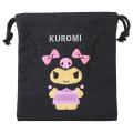 Japan Sanrio Sagara Embroidery Drawstring Pouch - Kuromi : Suntan - 1