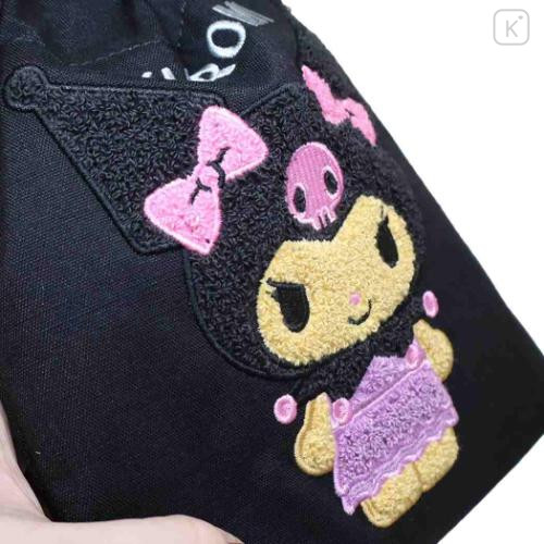 Japan Sanrio Sagara Embroidery Drawstring Pouch - Kuromi : Suntan - 4