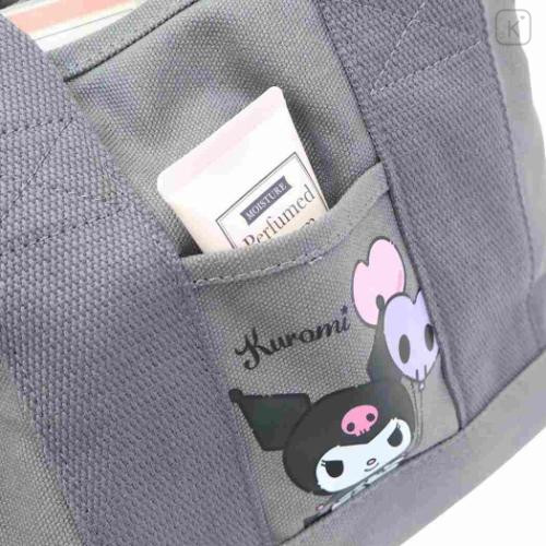 Japan Sanrio Canvas Mini Tote Bag with Dividers - Kuromi - 4