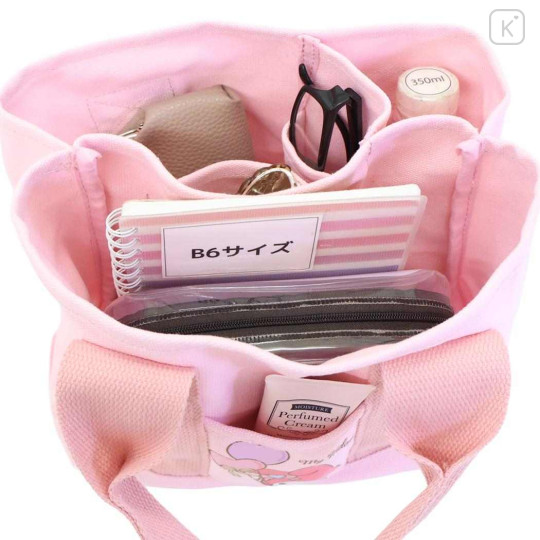 Japan Sanrio Canvas Mini Tote Bag with Dividers - My Melody - 3