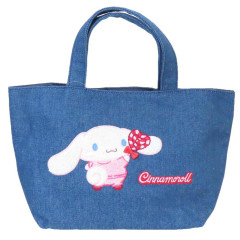 Japan Sanrio Denim Sagara Embroidery Lunch Bag - Cinnamoroll