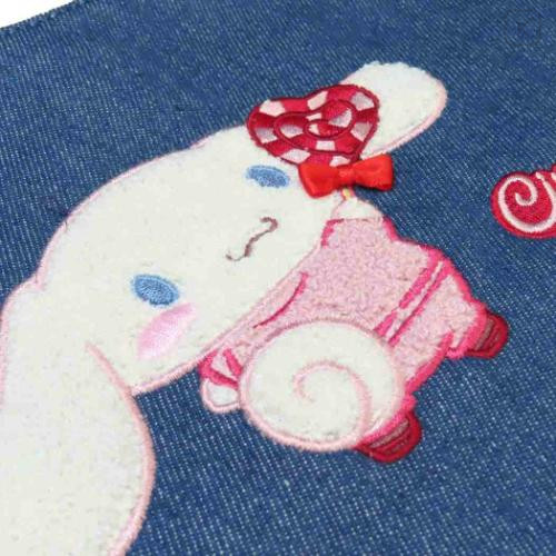 Japan Sanrio Denim Sagara Embroidery Lunch Bag - Cinnamoroll - 4