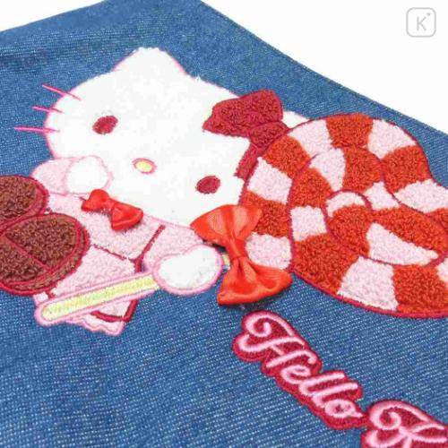 Japan Sanrio Denim Sagara Embroidery Cosmetic Pouch - Hello Kitty - 4