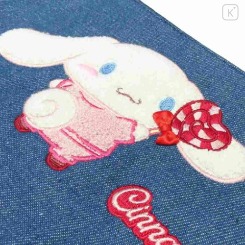 Japan Sanrio Denim Sagara Embroidery Cosmetic Pouch - Cinnamoroll - 4