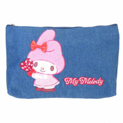 Japan Sanrio Denim Sagara Embroidery Cosmetic Pouch - My Melody
