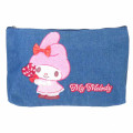 Japan Sanrio Denim Sagara Embroidery Cosmetic Pouch - My Melody - 1