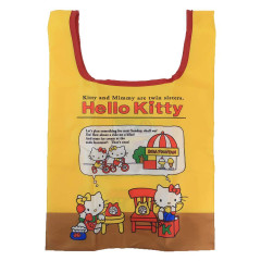 Japan Sanrio Mini Eco Bag with Pouch - Hello Kitty & Hello Mimmy : Retro