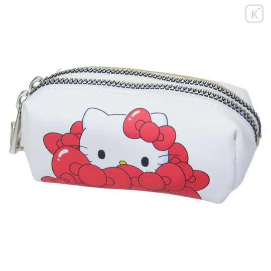 Japan Sanrio Double Pocket Key Case - Hello Kitty : Ribbon - 1