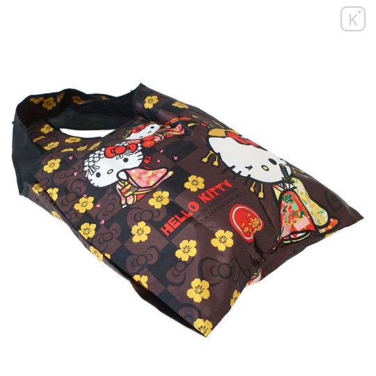 Japan Sanrio Satin Eco Bag with Pouch - Hello Kitty : Japanese Pattern Miyabi - 2