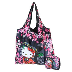 Japan Sanrio Satin Eco Bag with Pouch - Hello Kitty : Japanese Pattern Sakura