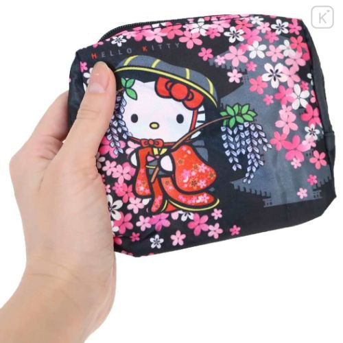 Japan Sanrio Satin Eco Bag with Pouch - Hello Kitty : Japanese Pattern Sakura - 4