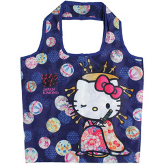 Japan Sanrio Satin Eco Bag with Pouch - Hello Kitty : Japanese Pattern Oiran