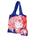 Japan Sanrio Satin Eco Bag with Pouch - Hello Kitty : Japanese Pattern Cherry Blossom - 1