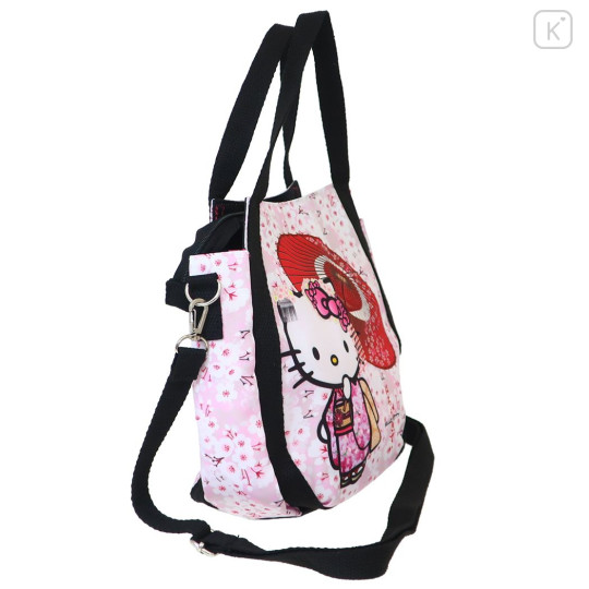 Japan Sanrio 2way Shoulder Bag - Hello Kitty : Japanese Pattern Cherry Blossom Umbrella - 2