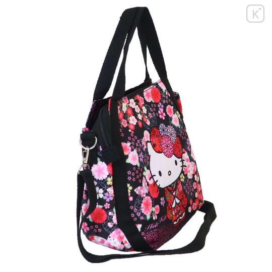 Japan Sanrio 2way Shoulder Bag - Hello Kitty : Japanese Pattern Cherry Blossom Butterfly - 2