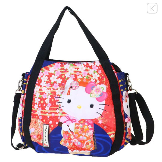 Japan Sanrio 2way Shoulder Bag - Hello Kitty : Japanese Pattern Weeping Cherry Blossom - 1