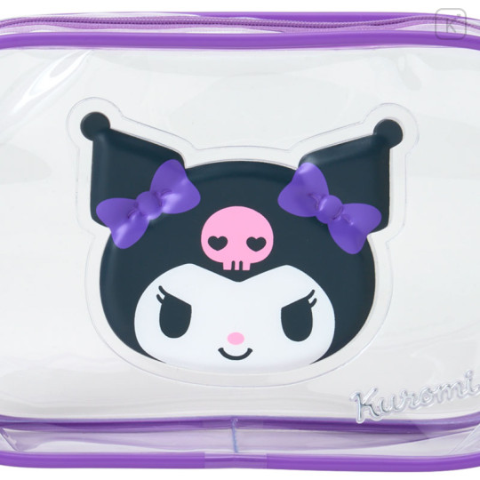Japan Sanrio Original Clear Pouch - Kuromi : Puffy Face - 3