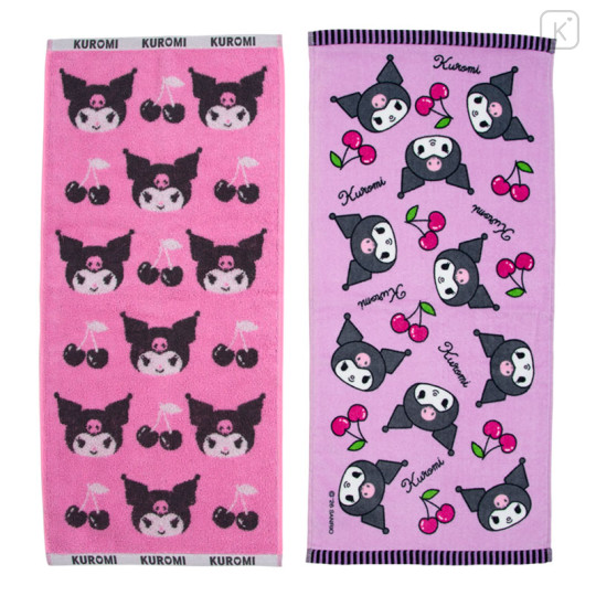 Japan Sanrio Original Face Towel Set - Kuromi - 1