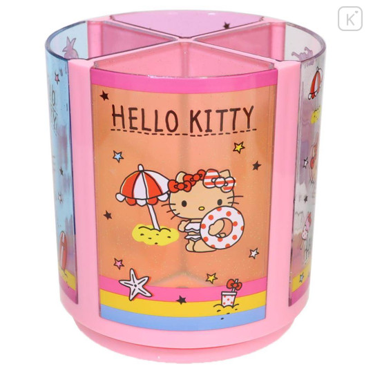 Japan Sanrio Rotating Pen Stand - Hello Kitty : Tan Swimsuit Pink - 1