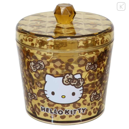 Japan Sanrio Clear Desktop Storage Jar with Lid - Hello Kitty : Leopard - 1