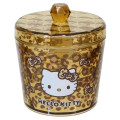 Japan Sanrio Clear Desktop Storage Jar with Lid - Hello Kitty : Leopard - 1
