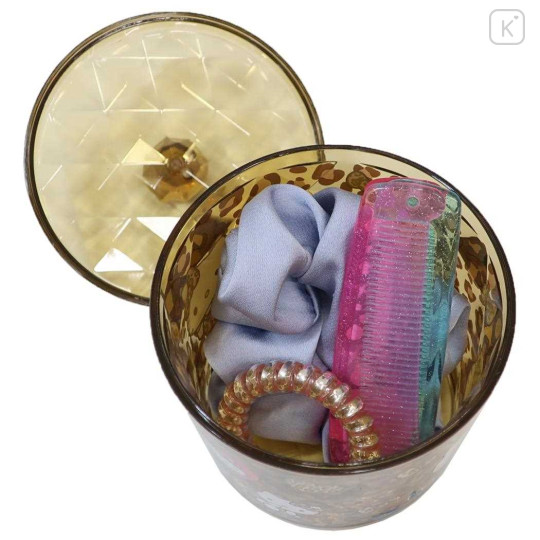 Japan Sanrio Clear Desktop Storage Jar with Lid - Hello Kitty : Leopard - 3