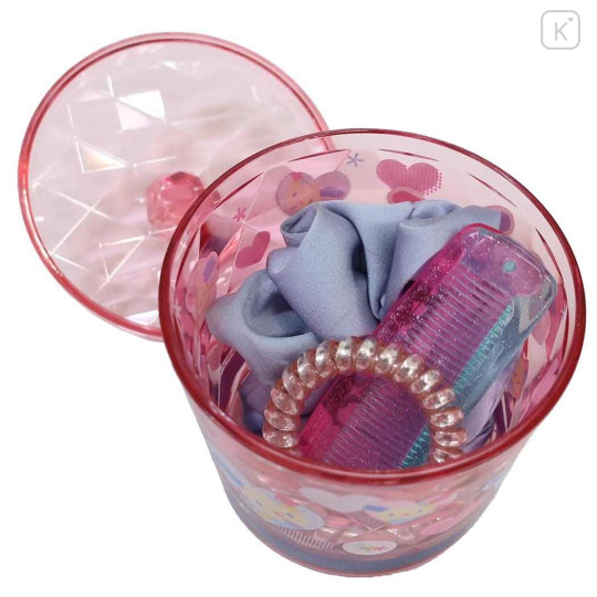 Japan Sanrio Clear Desktop Storage Jar with Lid - Usahana : Pink - 3