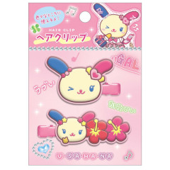 Japan Sanrio Rubber Hair Clip Set - Usahana : Tokimeki Heisei Kogal