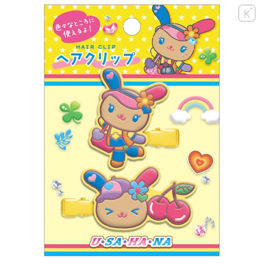 Japan Sanrio Rubber Hair Clip Set - Usahana : Tokimeki Heisei Kogal Pop Tan - 1