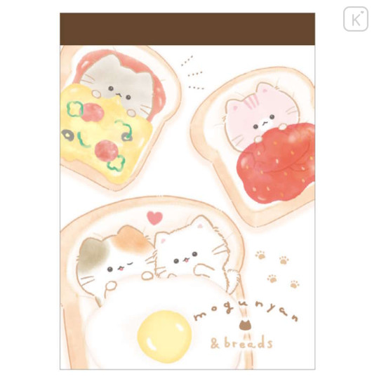 Japan Kamio Mini Notepad - Mogunyan : Cat Delicious Bread - 1