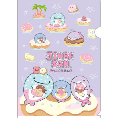 Japan San-X A4 Clear File Folder - Jinbesan and Donut Island Purple