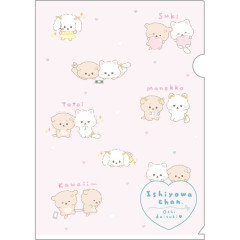 Japan San-X A4 Clear File Folder - Ishiyowa-chan : Love My Favorite Idol Pink